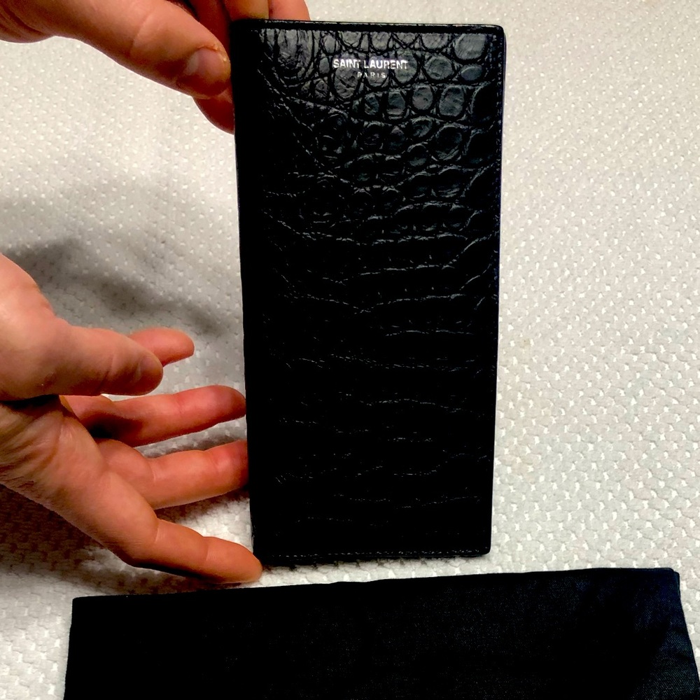 Saint Laurent Continental Wallet in Embossed Croc
